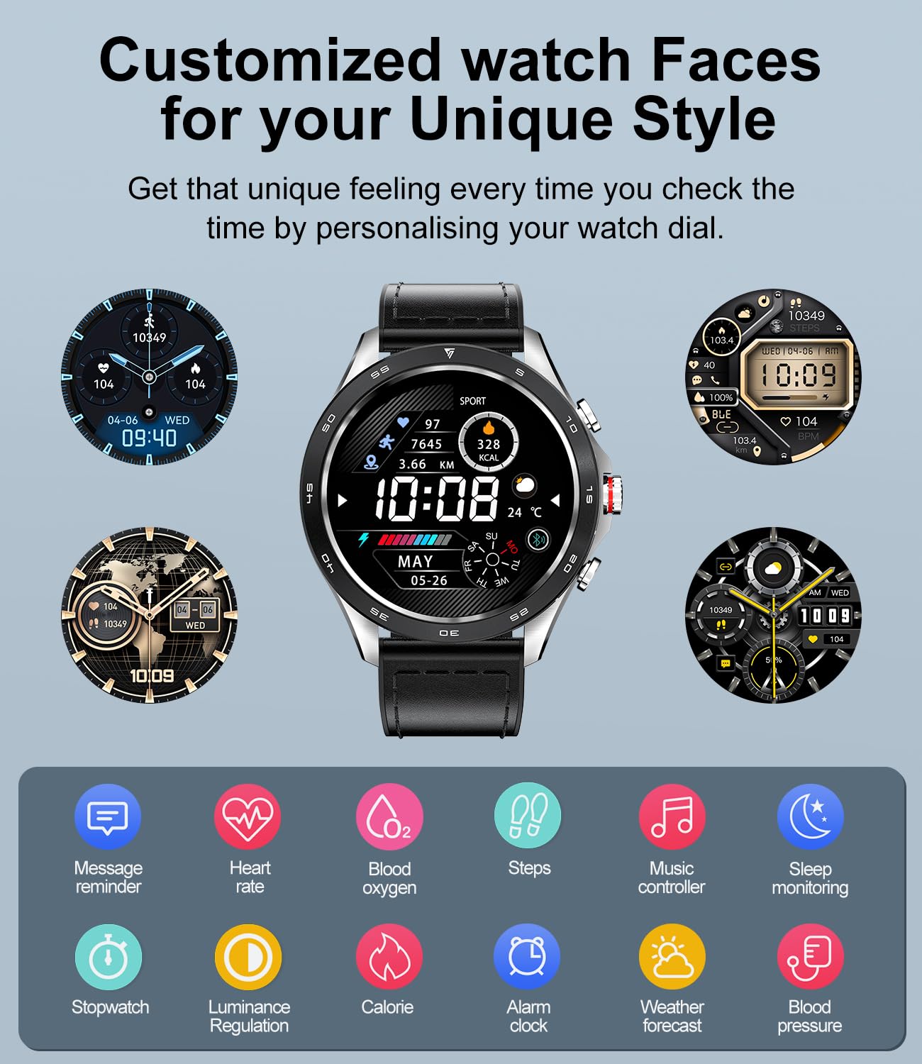 Smartwatch Masculino LIGE-2 Pulseiras Incluídas