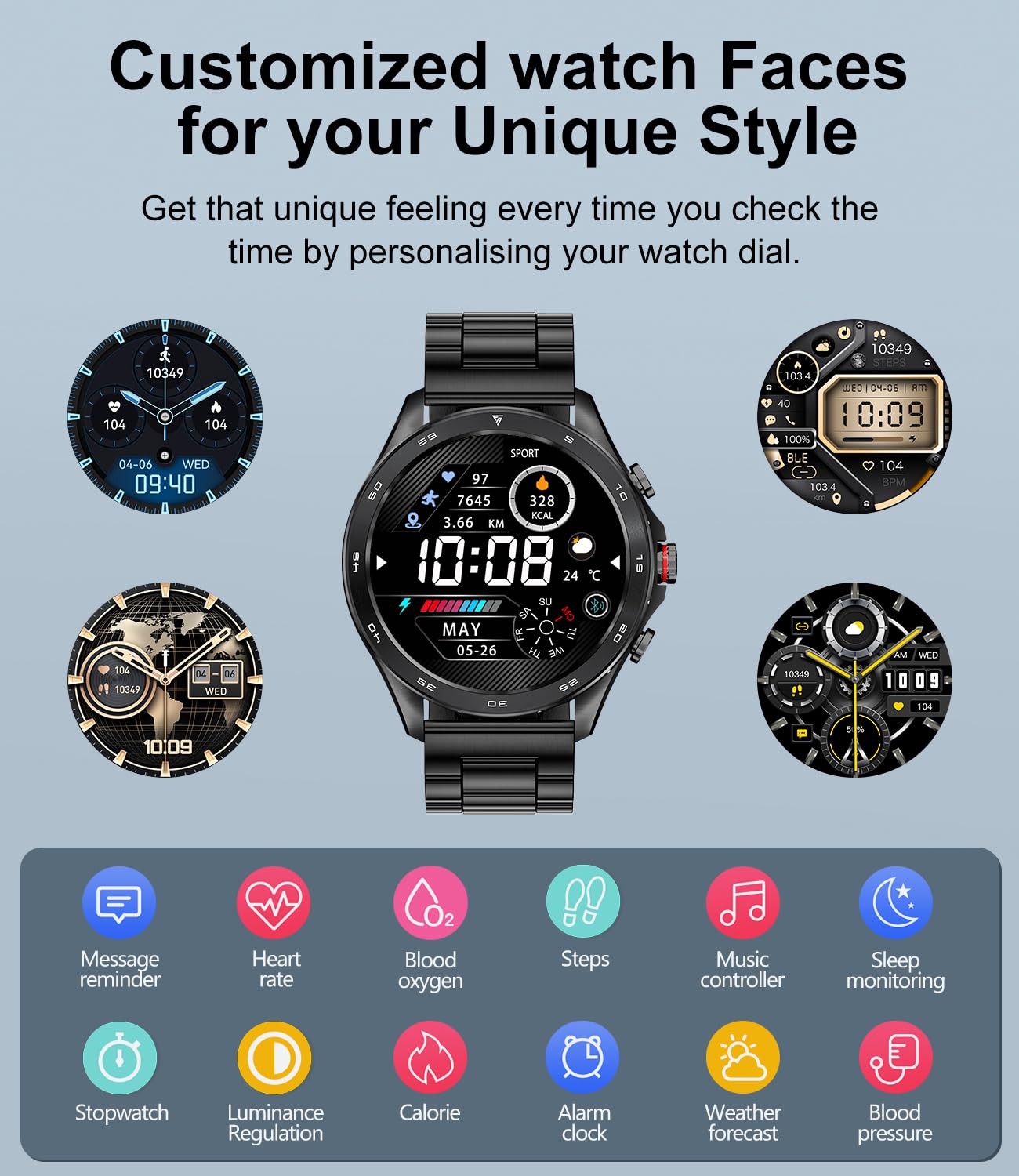 Smartwatch Masculino LIGE-2 Pulseiras Incluídas