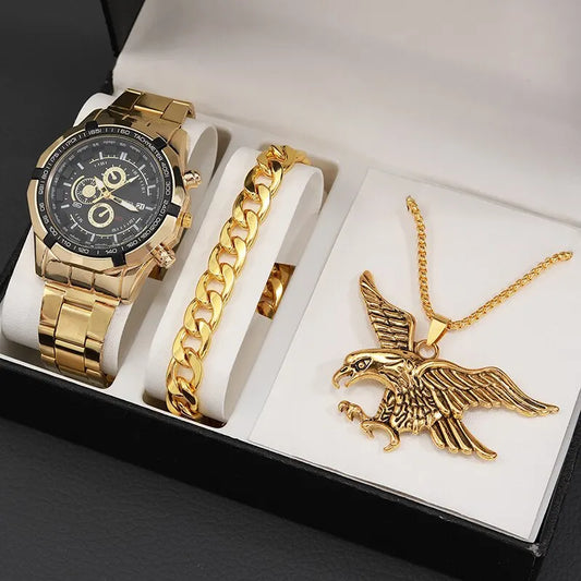 Geneva Relógio luxo masculino 3 peças